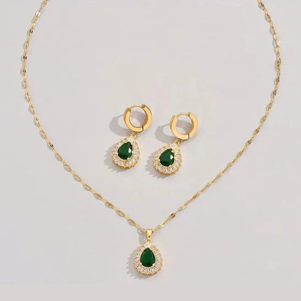 Teardrop Crystal Halo Jewellery Set | Amelia Bellrose Jewellery