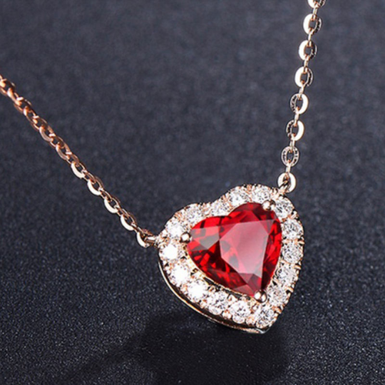 Heart Crystal Halo Necklace Silver | Amelia Bellrose Jewellery