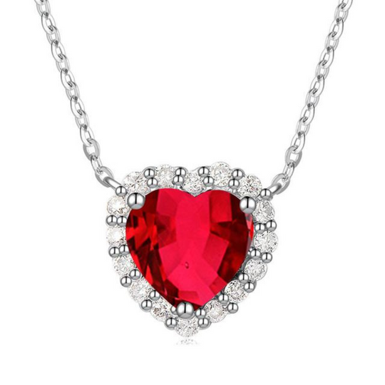 Heart Crystal Halo Necklace Silver | Amelia Bellrose Jewellery