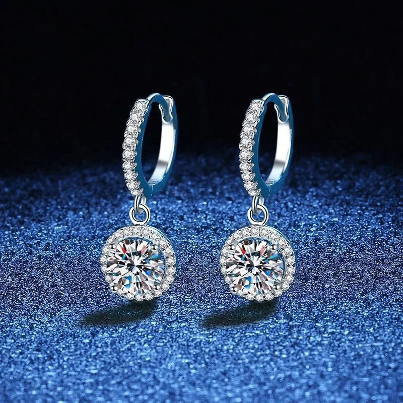 Crystal Halo Drop Hoop Earrings | Amelia Bellrose Jewellery
