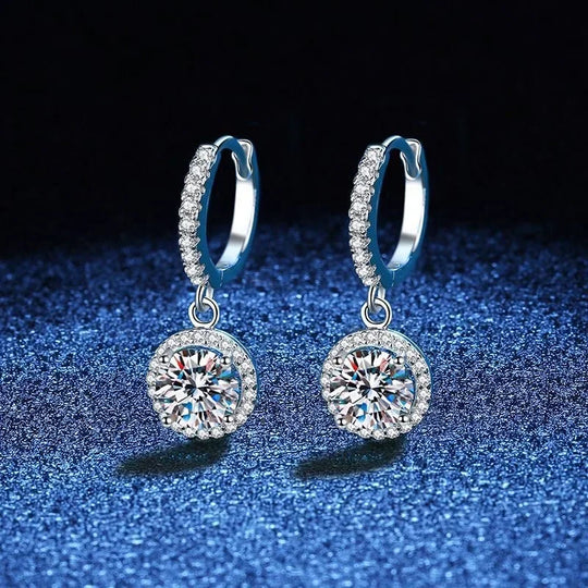 Crystal Halo Drop Hoop Earrings | Amelia Bellrose Jewellery