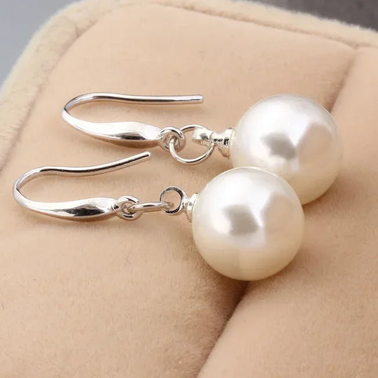Pearl Drop Hook Earrings Silver | Amelia Bellrose Jewellery