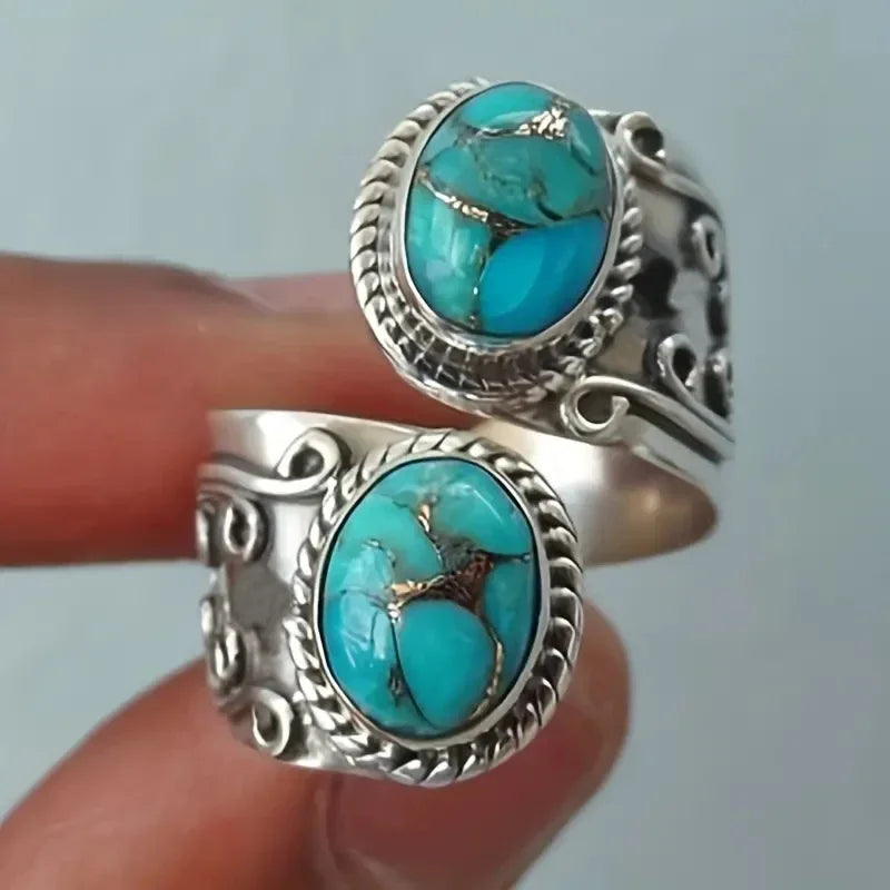 Turquoise Dual Stone Open Ring | Amelia Bellrose Jewellery