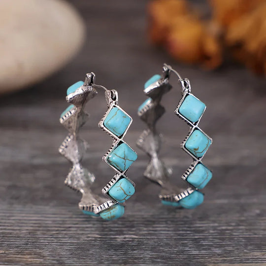 Turquoise Geometric Hoop Earrings | Amelia Bellrose Jewellery
