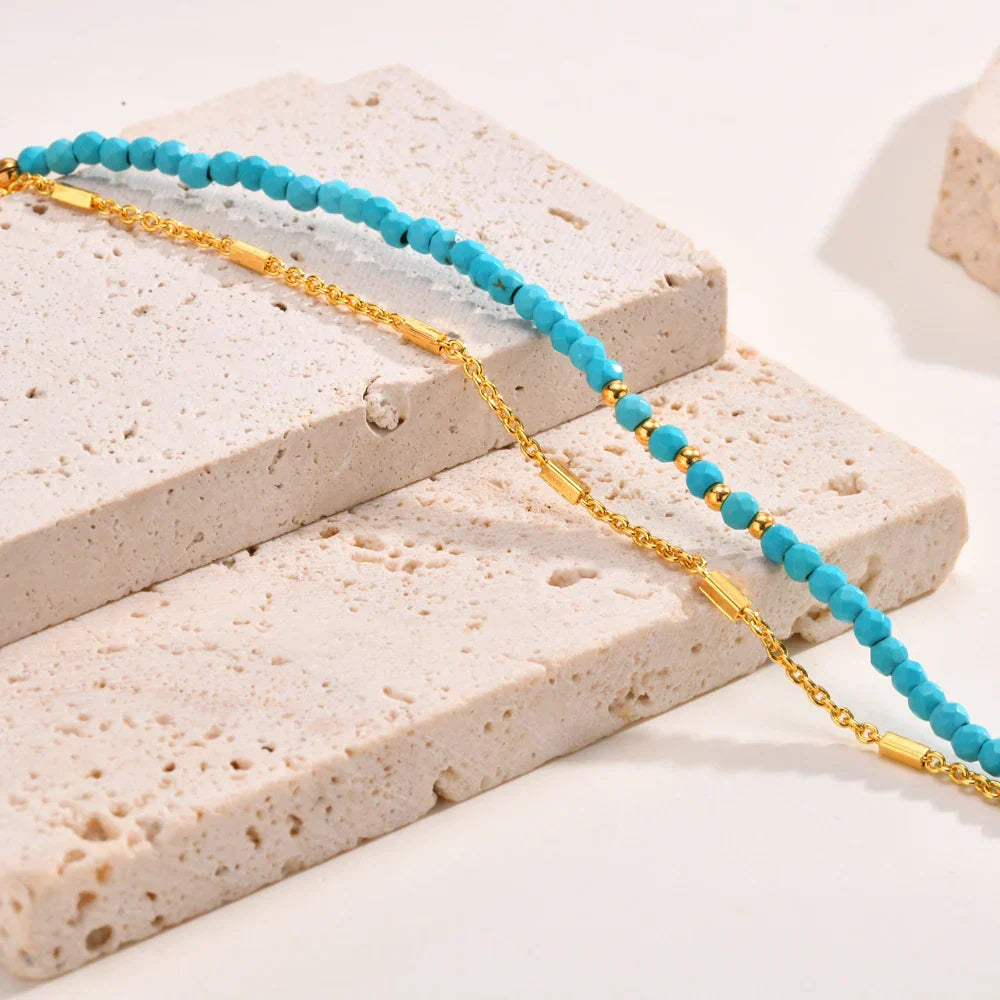 Turquoise Double Layer Bracelet Gold | Amelia Bellrose Jewellery