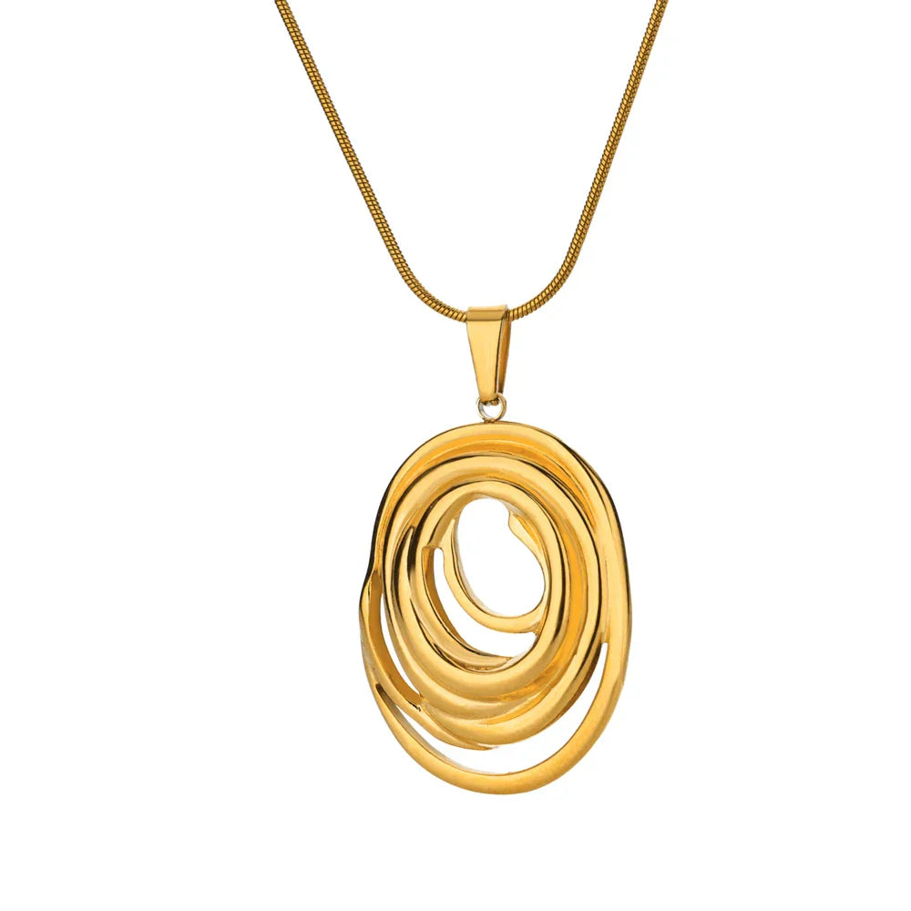 Gold Abstract Circle Pendant Necklace | Amelia Bellrose Jewellery