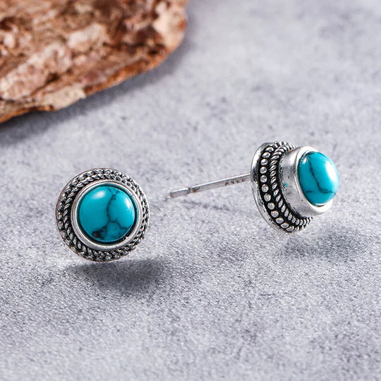 Turquoise Stone Vintage Stud Earrings | Amelia Bellrose Jewellery