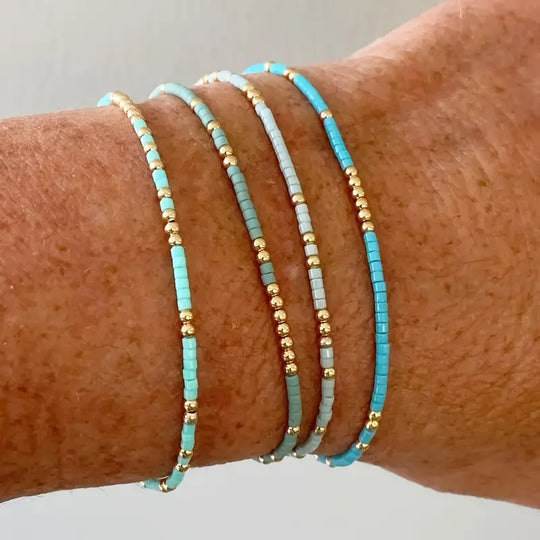 Turquoise Heishi Bracelet Set Gold | Amelia Bellrose Jewellery