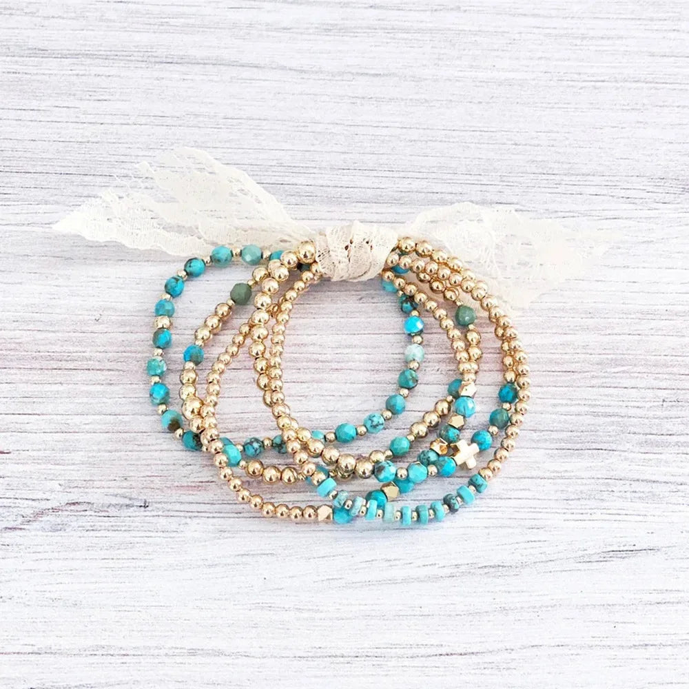 Turquoise Beaded Stretch Bracelet | Amelia Bellrose Jewellery
