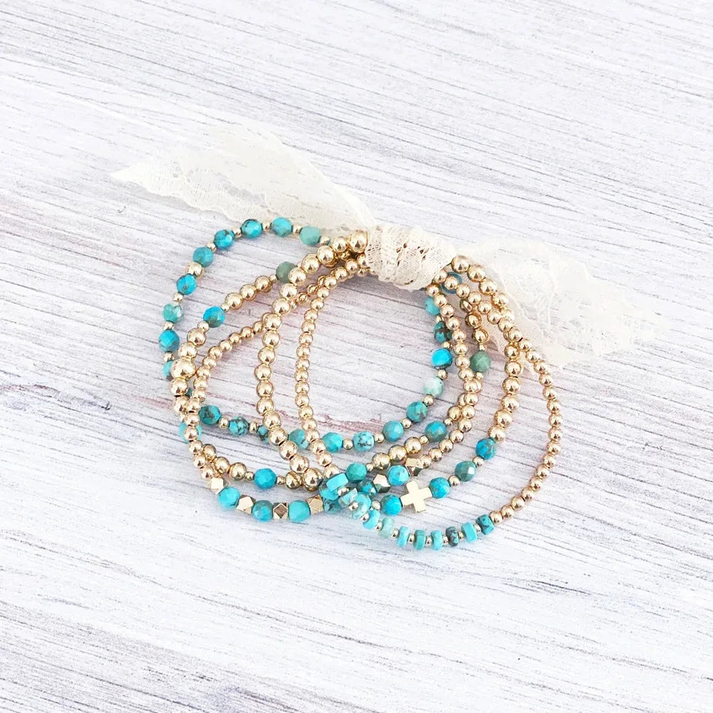 Turquoise Beaded Stretch Bracelet | Amelia Bellrose Jewellery