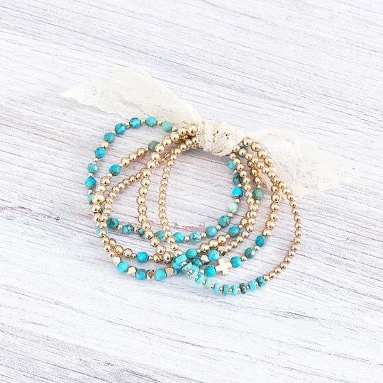 Turquoise Beaded Stretch Bracelet | Amelia Bellrose Jewellery