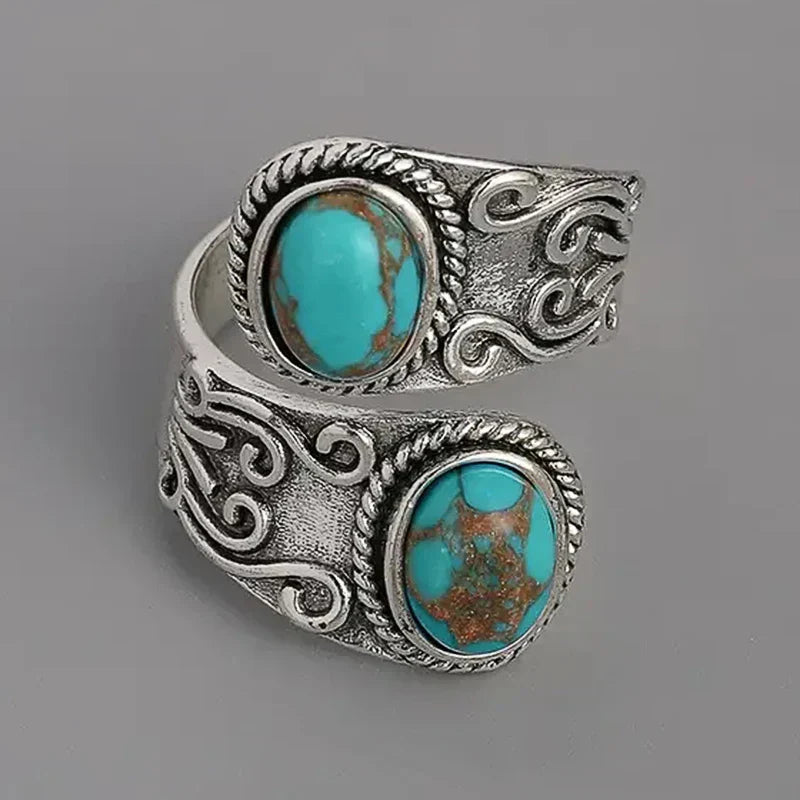 Turquoise Dual Stone Open Ring | Amelia Bellrose Jewellery
