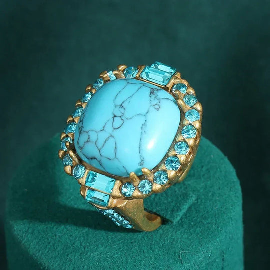 Turquoise Statement Halo Ring | Amelia Bellrose Jewellery
