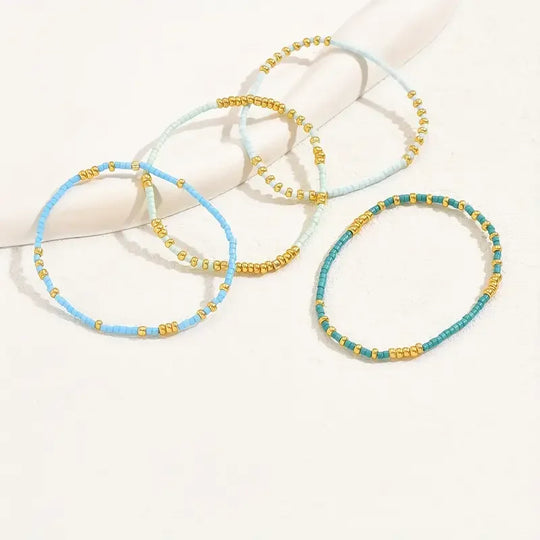 Turquoise Heishi Bracelet Set Gold | Amelia Bellrose Jewellery