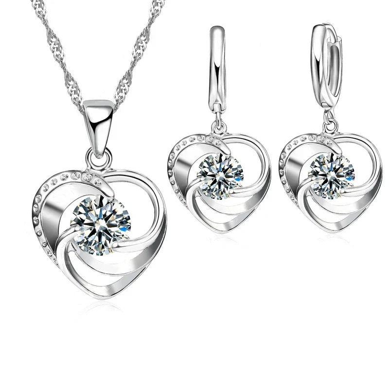 Crystal Heart Jewellery Set | Amelia Bellrose Jewellery