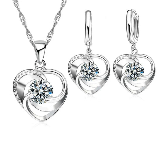 Crystal Heart Jewellery Set | Amelia Bellrose Jewellery