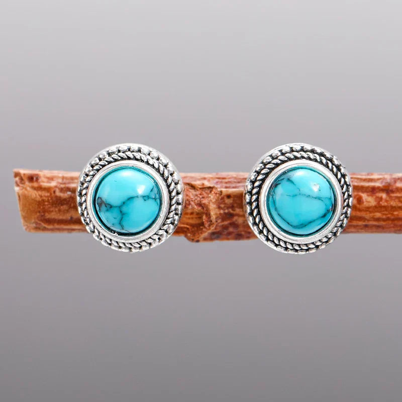 Turquoise Stone Vintage Stud Earrings | Amelia Bellrose Jewellery