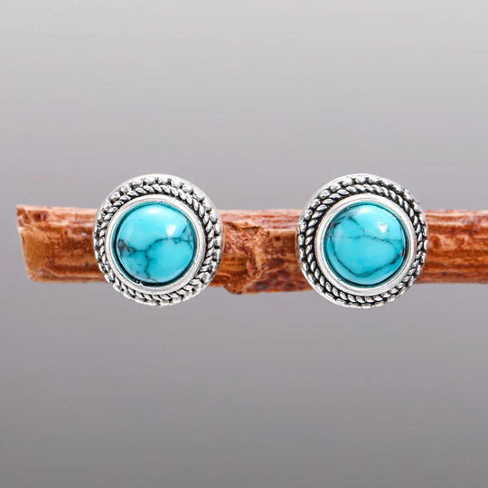 Turquoise Stone Vintage Stud Earrings | Amelia Bellrose Jewellery