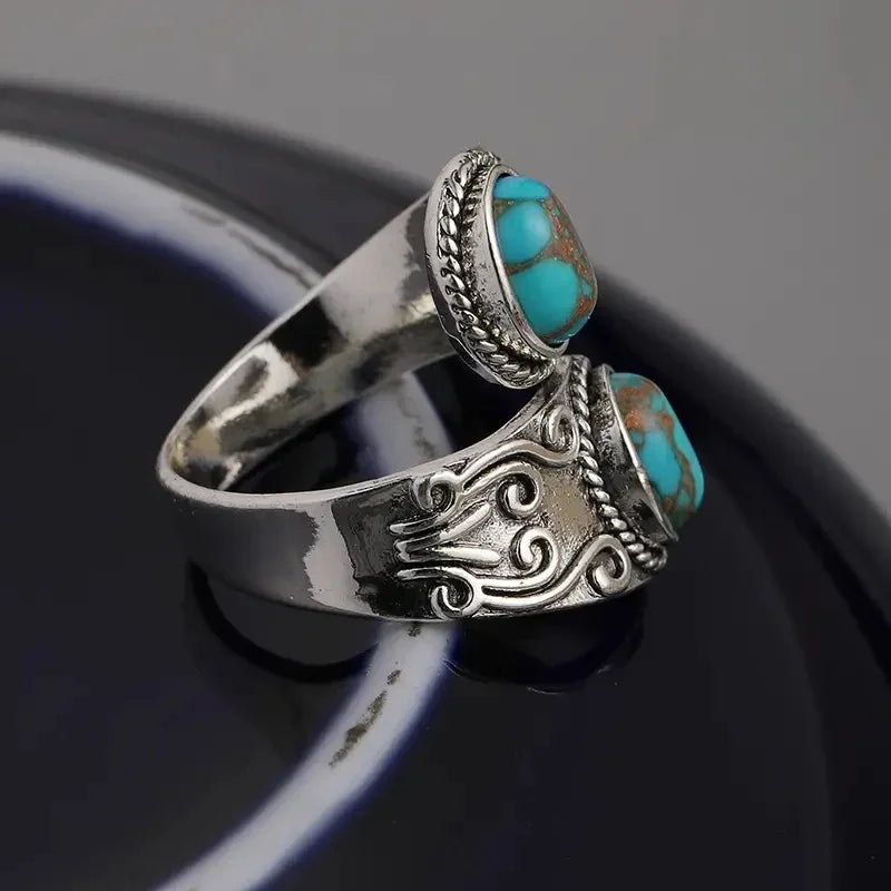 Turquoise Dual Stone Open Ring | Amelia Bellrose Jewellery