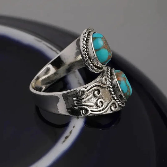 Turquoise Dual Stone Open Ring | Amelia Bellrose Jewellery