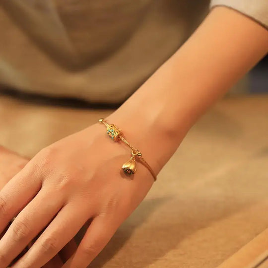 Gold Charm Beaded Adjustable Bracelet | Amelia Bellrose Jewellery