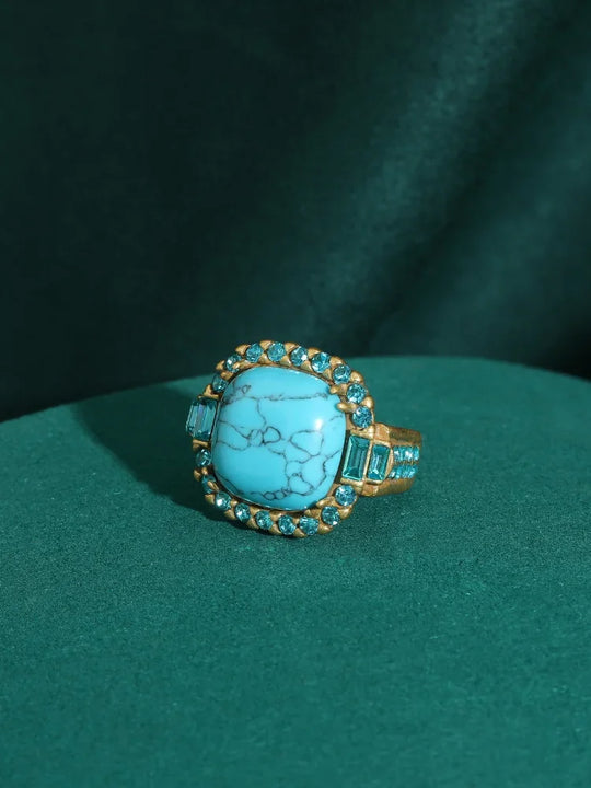 Turquoise Statement Halo Ring | Amelia Bellrose Jewellery