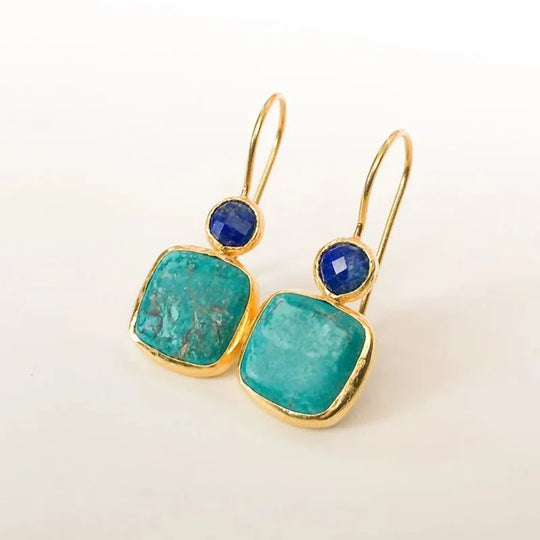 Turquoise & Blue Stone Drop Earrings | Amelia Bellrose Jewellery