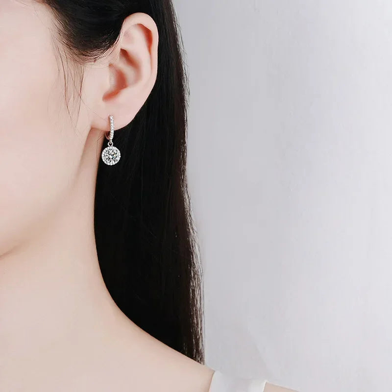 Crystal Halo Drop Hoop Earrings | Amelia Bellrose Jewellery