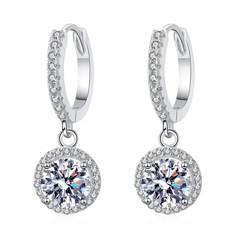 Crystal Halo Drop Hoop Earrings | Amelia Bellrose Jewellery