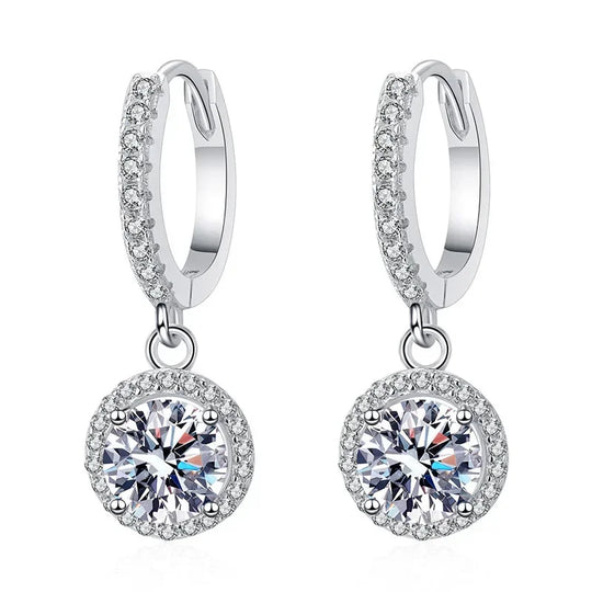 Crystal Halo Drop Hoop Earrings | Amelia Bellrose Jewellery