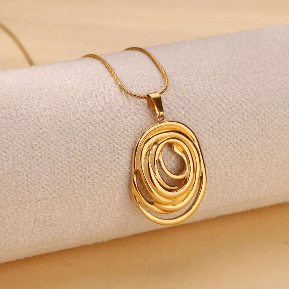 Gold Abstract Circle Pendant Necklace | Amelia Bellrose Jewellery