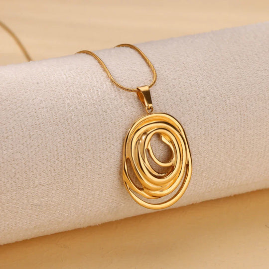 Gold Abstract Circle Pendant Necklace | Amelia Bellrose Jewellery