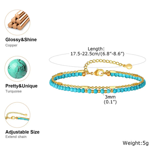 Turquoise Double Layer Bracelet Gold | Amelia Bellrose Jewellery