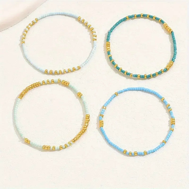 Turquoise Heishi Bracelet Set Gold | Amelia Bellrose Jewellery