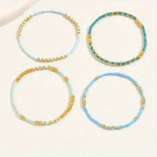 Turquoise Heishi Bracelet Set Gold | Amelia Bellrose Jewellery