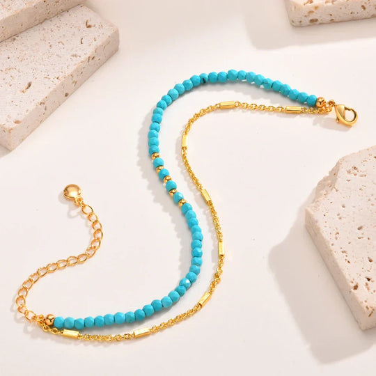 Turquoise Double Layer Bracelet Gold | Amelia Bellrose Jewellery