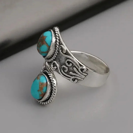 Turquoise Dual Stone Open Ring | Amelia Bellrose Jewellery