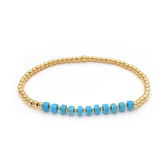 Turquoise Beaded Stretch Bracelet | Amelia Bellrose Jewellery