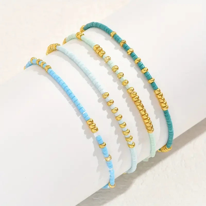 Turquoise Heishi Bracelet Set Gold | Amelia Bellrose Jewellery