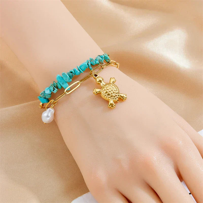 Turquoise Turtle Charm Necklace | Amelia Bellrose Jewellery