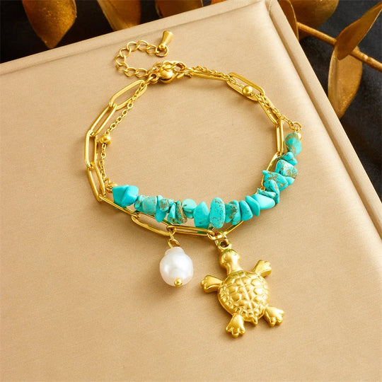 Turquoise Turtle Charm Necklace | Amelia Bellrose Jewellery