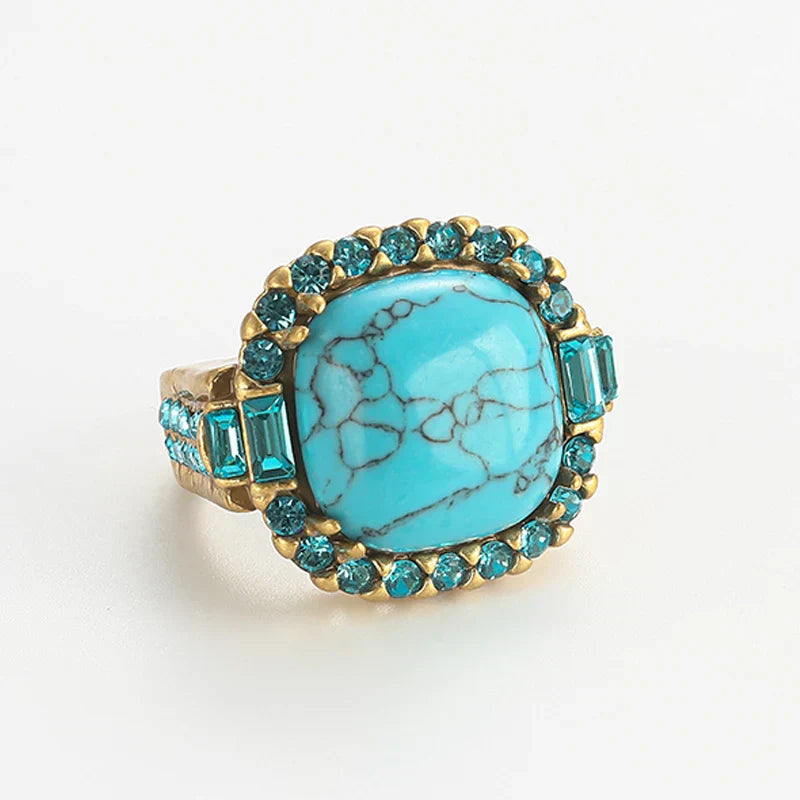 Turquoise Statement Halo Ring | Amelia Bellrose Jewellery