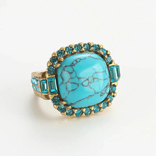 Turquoise Statement Halo Ring | Amelia Bellrose Jewellery