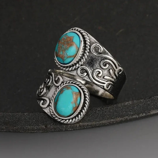 Turquoise Dual Stone Open Ring | Amelia Bellrose Jewellery