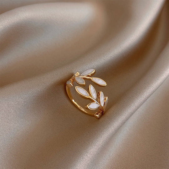 Mother of Pearl Leaf Wrap Ring | Amelia Bellrose Jewellery