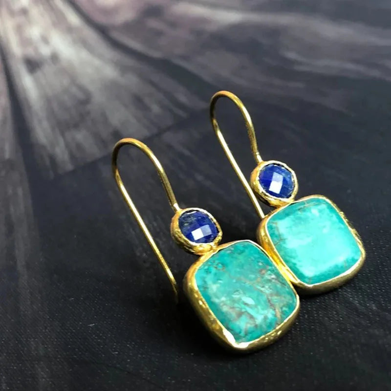 Turquoise & Blue Stone Drop Earrings | Amelia Bellrose Jewellery