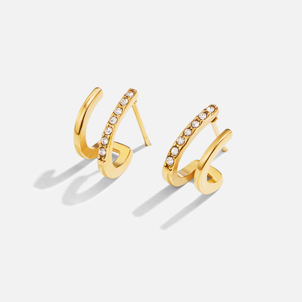 Crystal Curve Gold Hoop Earrings | Amelia Bellrose Jewellery