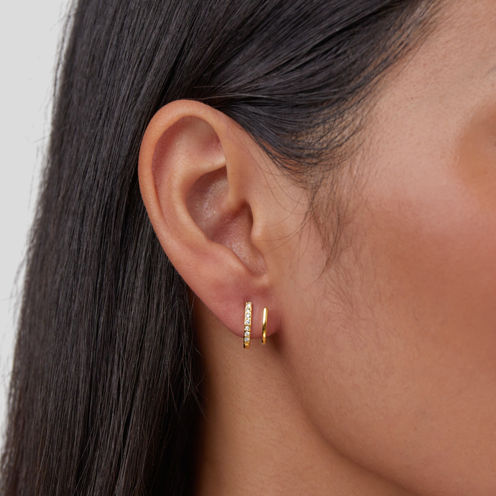Crystal Curve Gold Hoop Earrings | Amelia Bellrose Jewellery