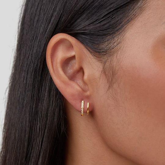 Crystal Curve Gold Hoop Earrings | Amelia Bellrose Jewellery