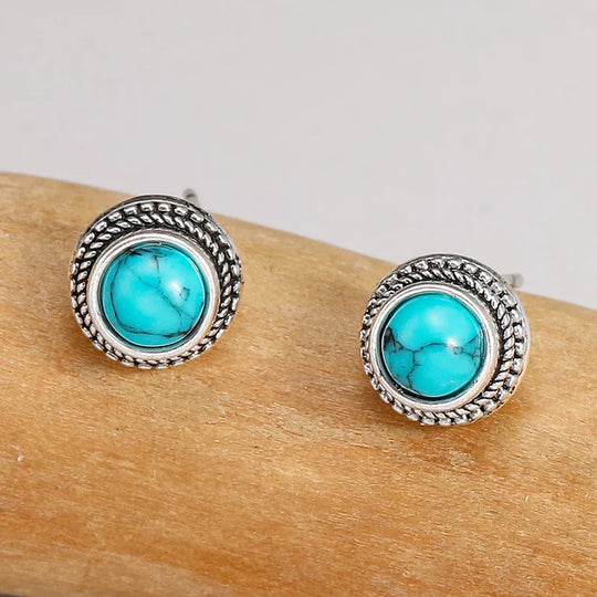 Turquoise Stone Vintage Stud Earrings | Amelia Bellrose Jewellery
